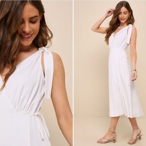 LULU's Casual Summer Bridal Brunch Beach Summer Honeymoon Resort Midi Dress